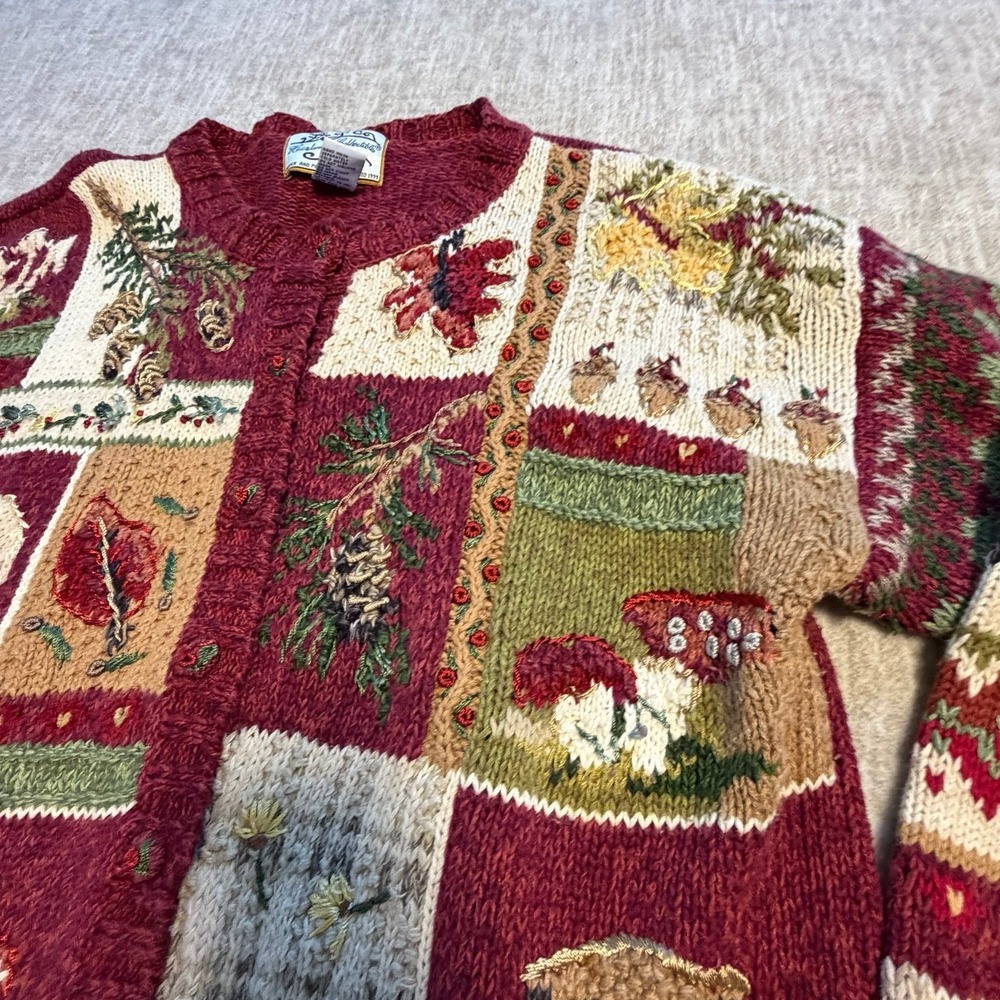 Vintage Heirloom Collectibles Woodland Cottagecore Cardigan Sweater XL 1999 - Picture 3 of 6